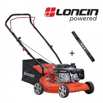 Газонокосилка бензиновая SKIPER GW401 (40 см, ручной, Loncin 3,5 лс, пласт дека, травосб.45 л, +НОЖ) Газонокосилка бензиновая SKIPER GW401 (40 см, ручной, Loncin 3,5 лс, пласт дека, травосб.45 л, +НОЖ)